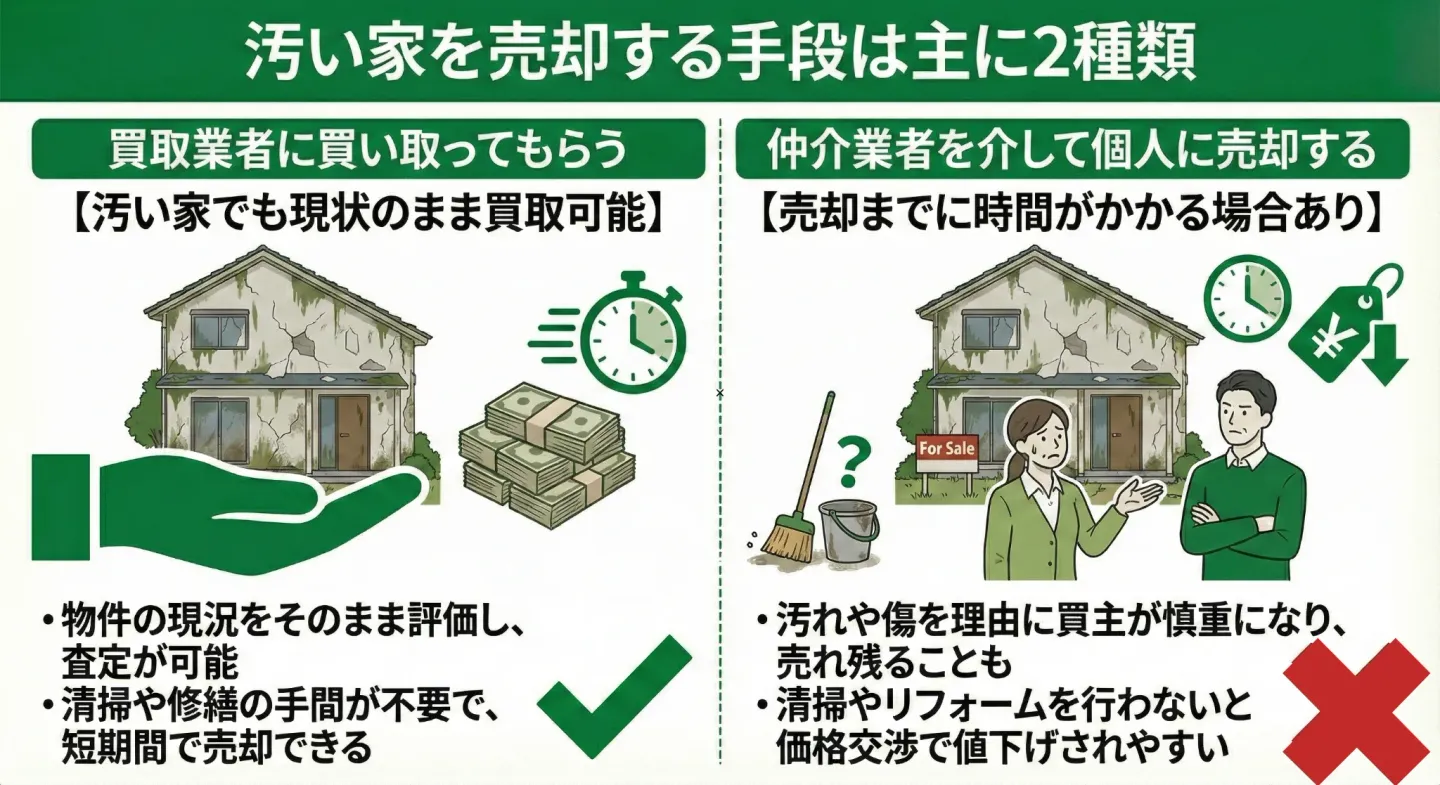 汚い家を売却する手段は主に2種類