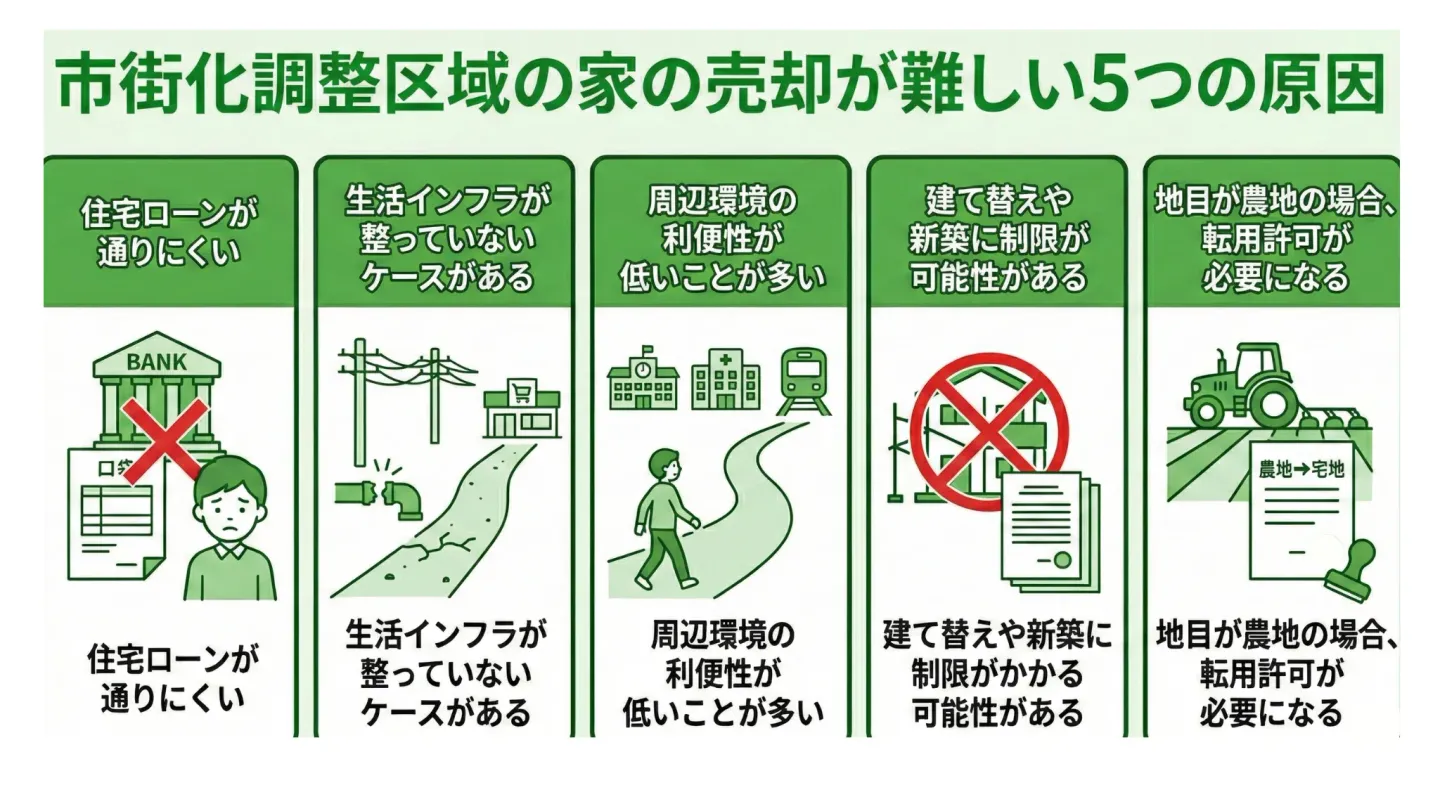 市街化調整区域の家の売却が難しい5つの原因