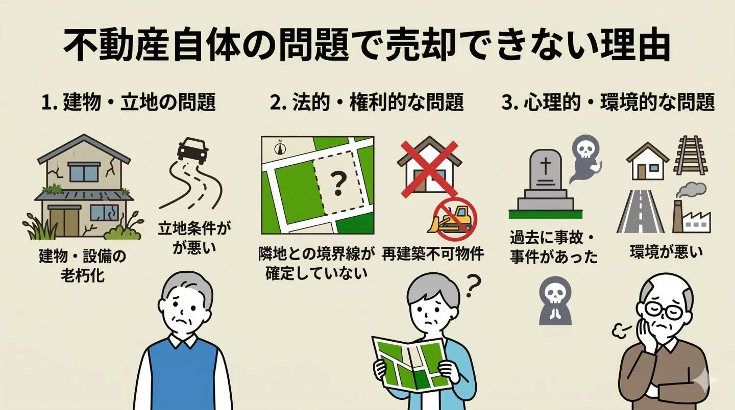 不動産自体に問題があり買い手がつかない