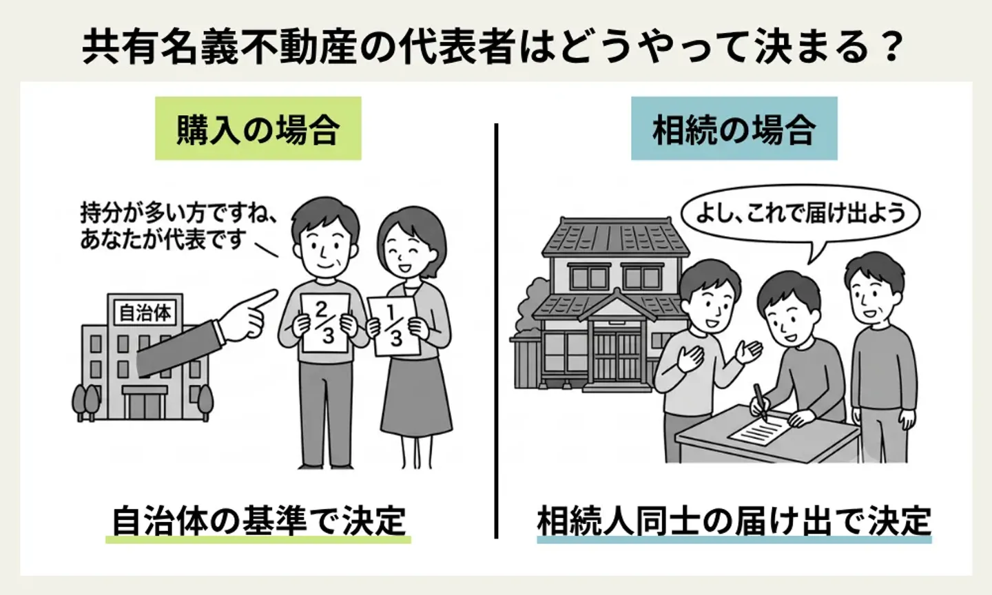代表者の決まり方は不動産の取得状況によって異なる