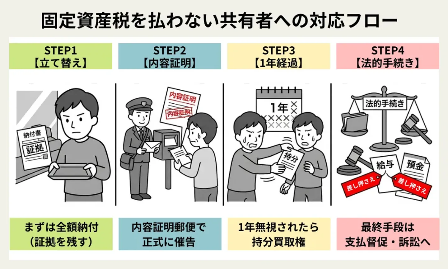 共有名義人が固定資産税を払わないときの対処法
