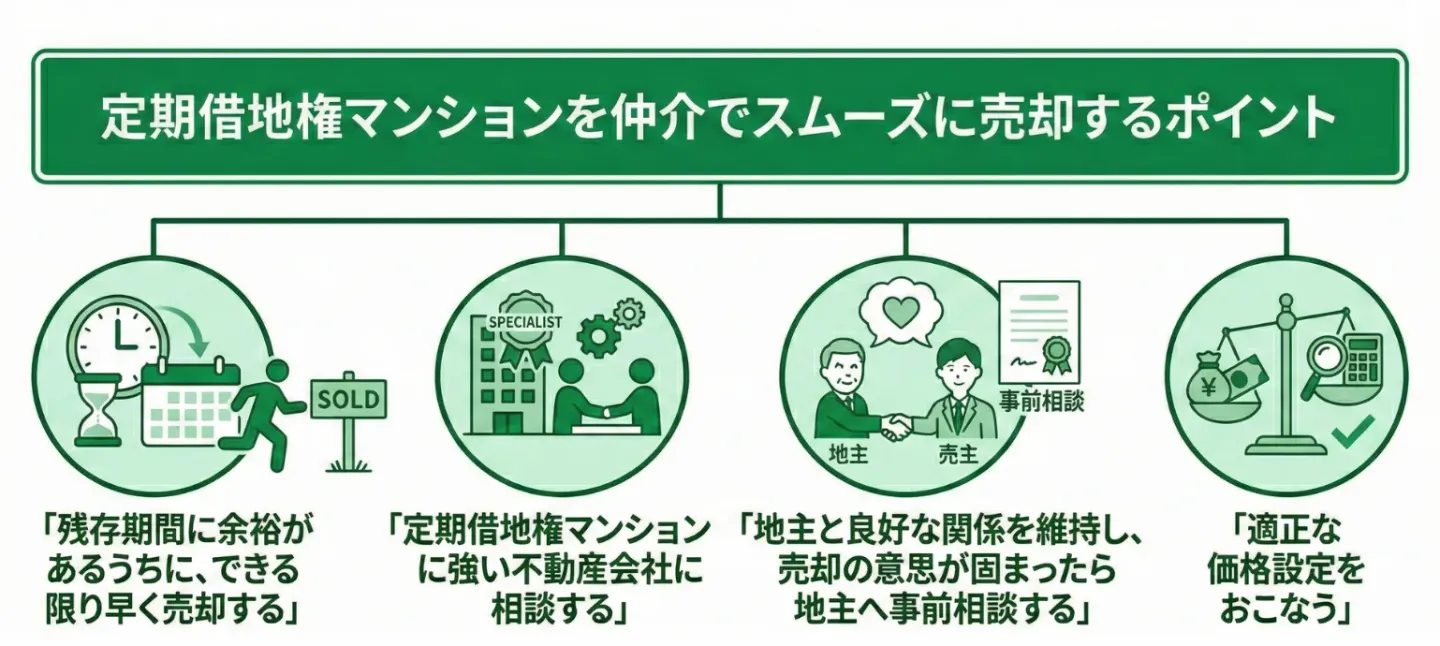 定期借地権マンションを仲介でスムーズに売却するポイント