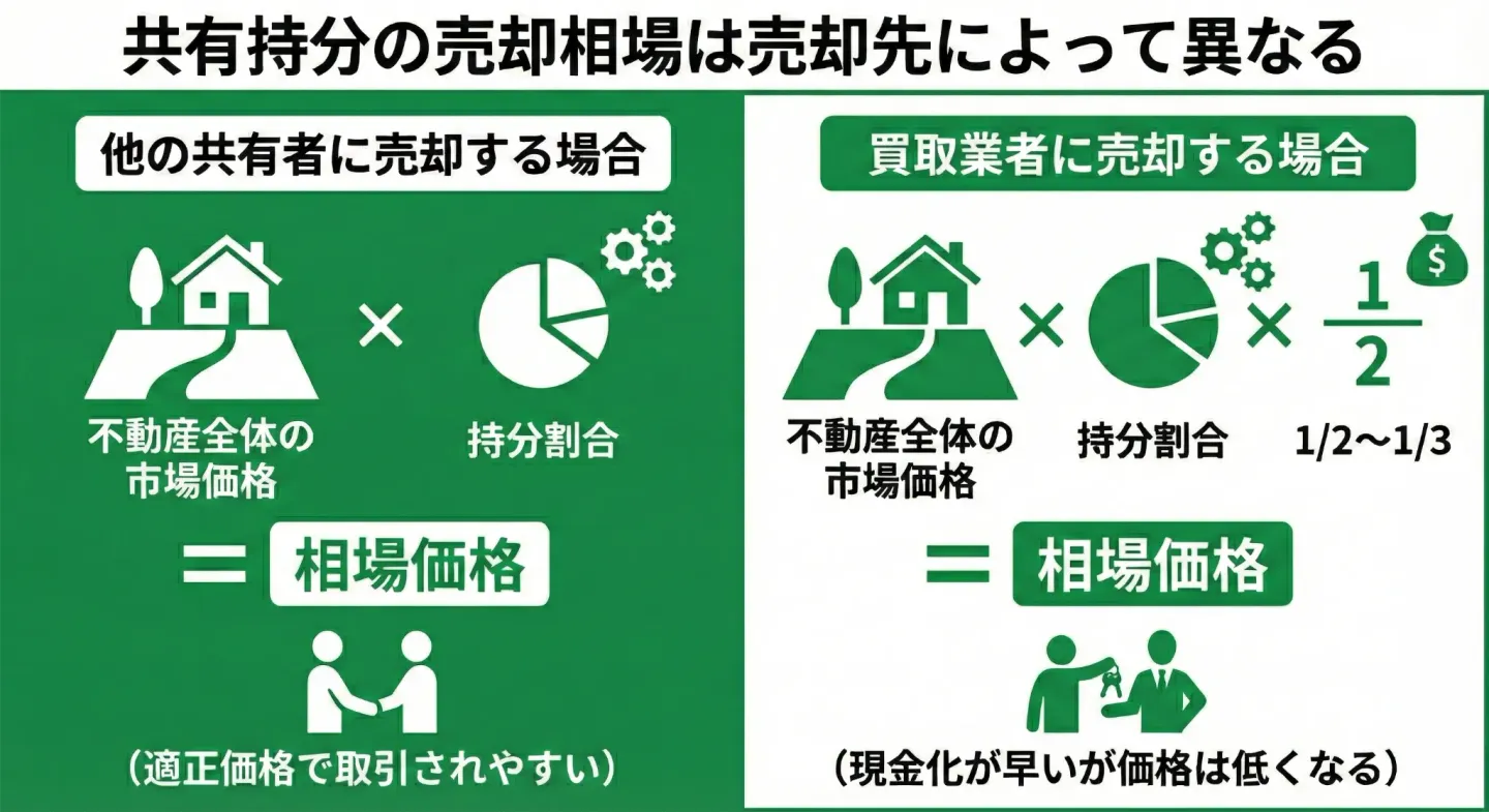 共有持分の売却相場は売却先によって異なる